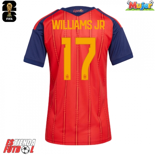 España Nico Williams #17 Primera Equipación Mujer Mundial 2026 Manga Corta